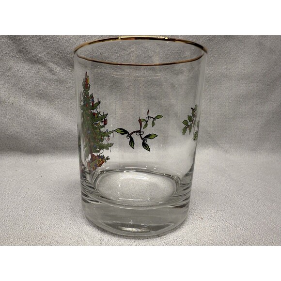 Set of 6 Spode Christmas Tree clear Old Fashion rocks glasses 4.25” cocktail VTG - Picture 7 of 12